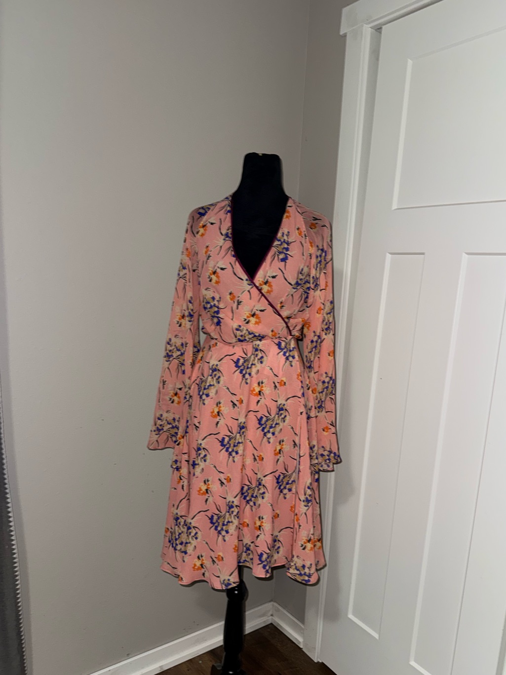 Etro Silk Pink Floral Wrap Dress Sample Dress